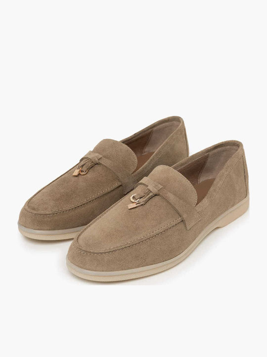 Δερμάτινα Γυναικεία Loafers σε Πράσινο Χρώμα