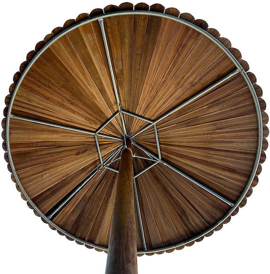 Professional Circular Wicker Garden & Terrace Parasol Light Blue Diameter 1.96xHeight 3m