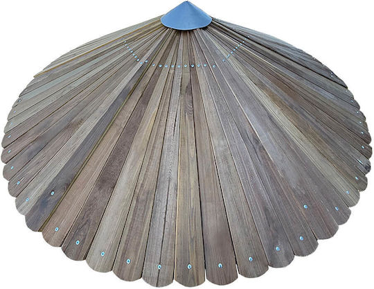 Professional Circular Wicker Garden & Terrace Parasol Light Blue Diameter 1.96xHeight 3m