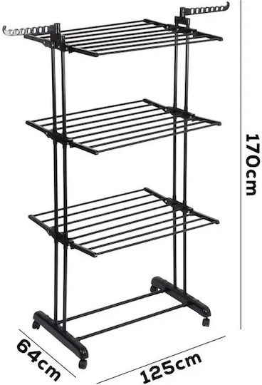 Vilde Folding Floor Clothes Drying Rack Metallic with Wheels 78x64cm