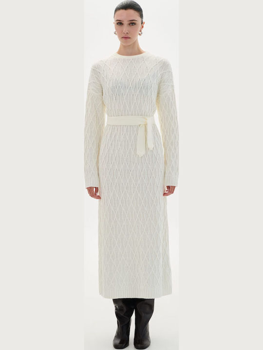 Midi Knitted Dress Ecru