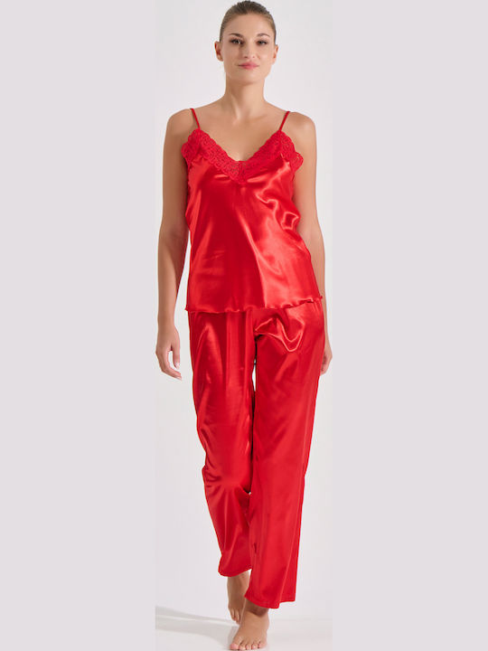 Milena by Paris Winter Women's Pyjama Set Salmon, Red