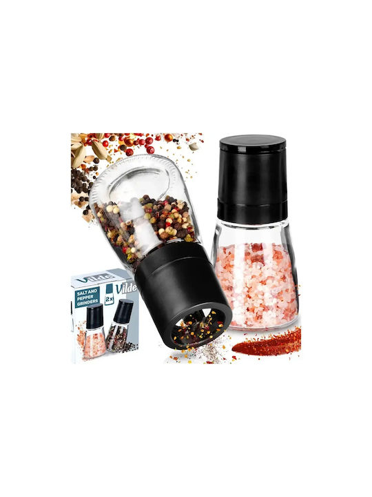 Vilde Set Manual Spice Mills Made of Glass 13.3cm 2 Pieces