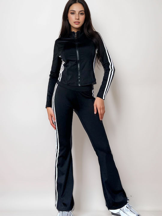 Femei Black Set cu Talie înaltă Pantaloni Cu dungi