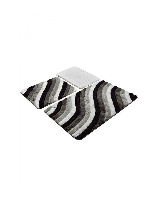 Chilai Home Неслизащо Сет Бански килими Правоъгълена Colorful Gray 3бр