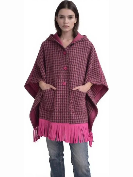Women's Poncho with Buttons Orange