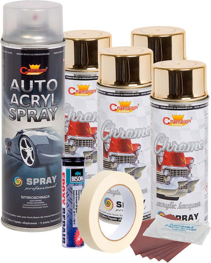 Kit complet de vopsire pentru reparații jante în culoare aurie metalică V4