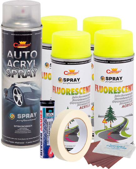 Complete Repair Painting Kit Wheels In Fluorescent Yellow Color V4