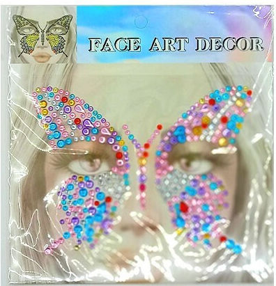 Face Gems Butterfly Face Stickers 17x17cm Silver-Multicolor