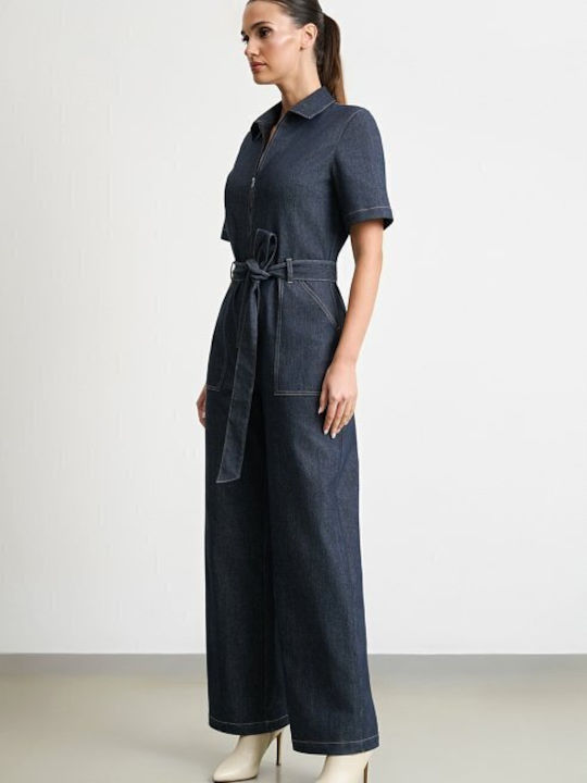 Women's Denim One-piece Suit Dark Blue