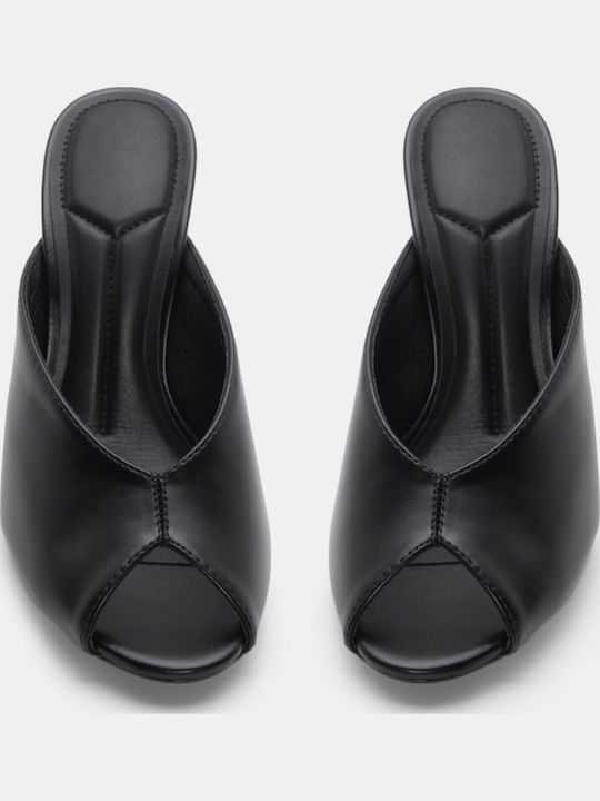 Mules mit Dünn Hoch Absatz in Schwarz Farbe