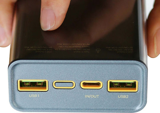 WK Power Bank 20000mAh 20W mit 2 USB-A Ausgangsanschlüsse und 2 USB-C Ausgangsanschlüsse Transparent