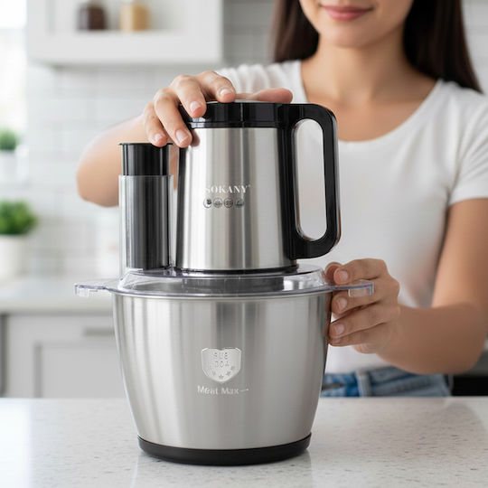Sokany Tocător Electric Multifuncțional 6-in-1 800W 3L Inox Argintiu