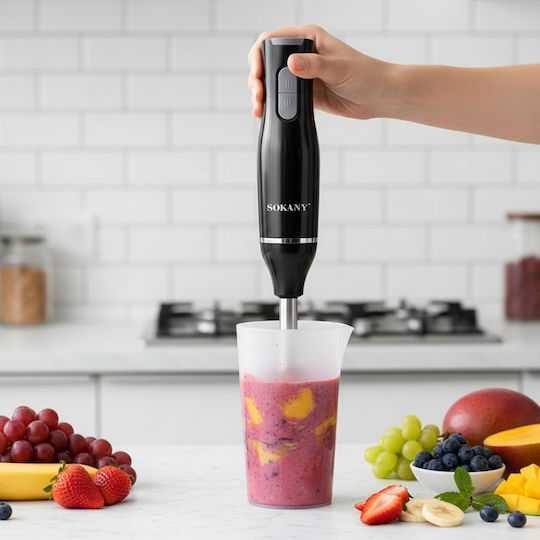 Sokany Blender de Mână 400W 2 Viteze Cupă din Oțel Inoxidabil Neagră