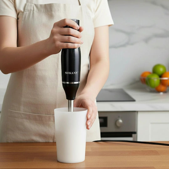 Sokany Blender de Mână 400W 2 Viteze Cupă din Oțel Inoxidabil Neagră