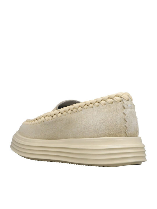 Men's Suede Moccasins Ecru