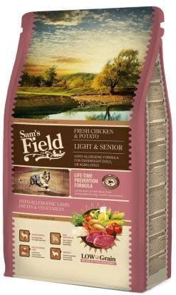 Sam's Field Light Senior 2.5kg Ξηρά Τροφή Διαίτης, με Λίγα Σιτηρά για Ηλικιωμένους Σκύλους με Ρύζι και Αρνί