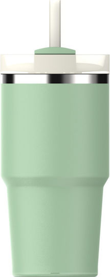 Stanley Quencher H2.O Flowstate Термос Чаша Неръждаема Стомана Без BPA 590ml Пистачио със Сламка