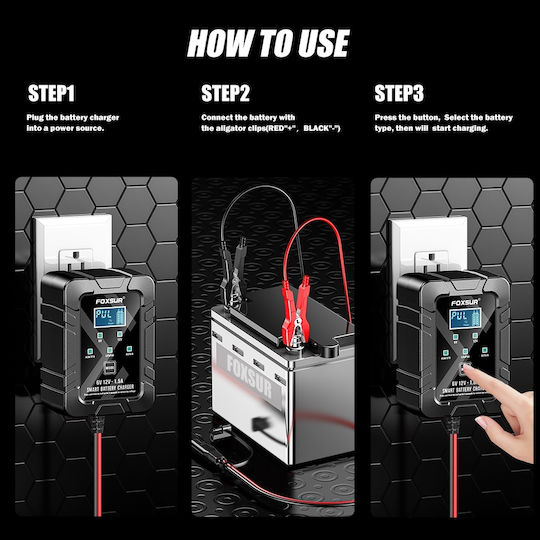 Foxsur Autobatterieladegerät 6/12V