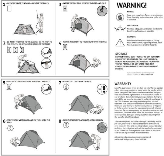 Salewa Denali Ii Σκηνή Camping Igloo Ορειβασίας Πράσινη με Διπλό Πανί 4 Εποχών για 2 Άτομα Αδιάβροχη 3000mm 210x120x100εκ.