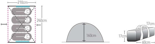 Hupa Palace Summer Camping Tent Green for 4 People 240x210x160cm