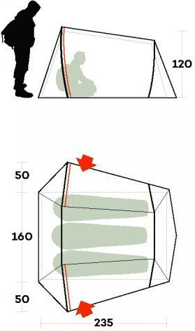Ferrino Lightent Pro 3 Camping Tent Tunnel Green with Double Cloth 4 Seasons for 1 Person Waterproof 3000mm 260x235x120cm