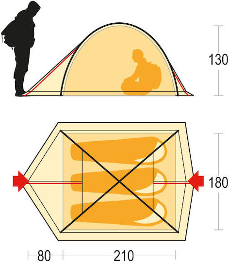 Ferrino Kalahari Σκηνή Camping Igloo Πράσινη με Διπλό Πανί 3 Εποχών για 3 Άτομα 290x180x130εκ.