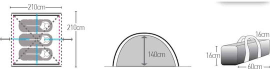 Hupa Comet 3P Summer Camping Igloo Tent Green with Double Cloth for 3 People 210cm Silver/Green