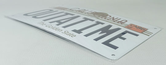 Back To Future Metal Sign Outatime Delorean License Plate