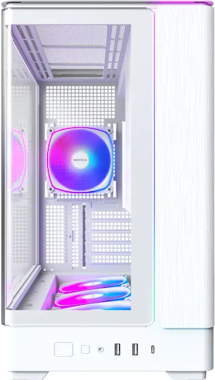 Montech King 15 Pro Gaming Mini Tower Computer Case with Side Window White