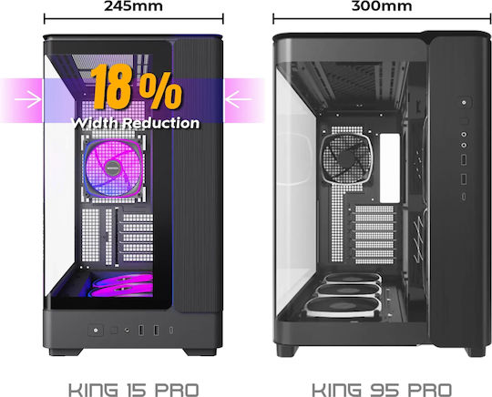 Montech King 15 Pro Gaming Mini Tower Computer Case with Side Window White