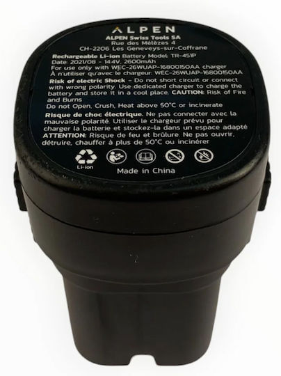 Alpen Swiss Tools Tool Battery Lithium 14.4V with Capacity 2.6Ah