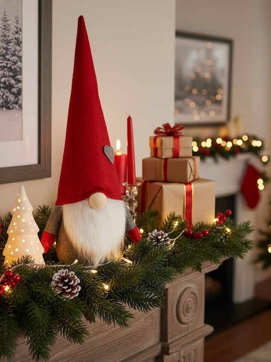 XMASfest Χριστουγεννιάτικη Φιγούρα Νάνος Κόκκινος Ύψους 60εκ. με Εσωτερικό Ελατήριο