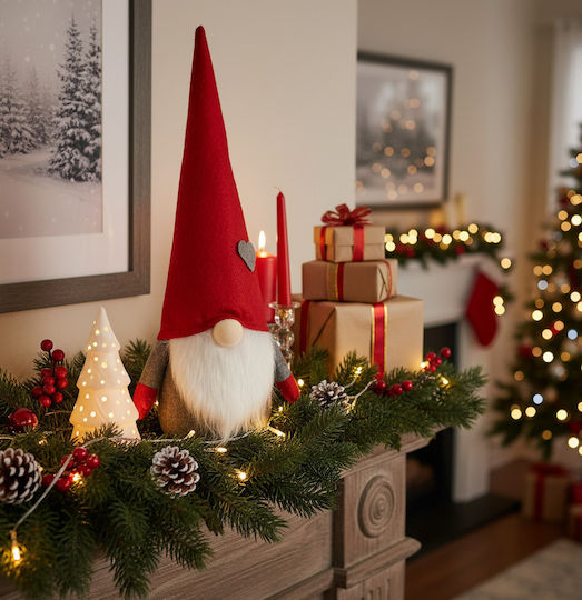 XMASfest Χριστουγεννιάτικη Φιγούρα Νάνος Κόκκινος Ύψους 60εκ. με Εσωτερικό Ελατήριο