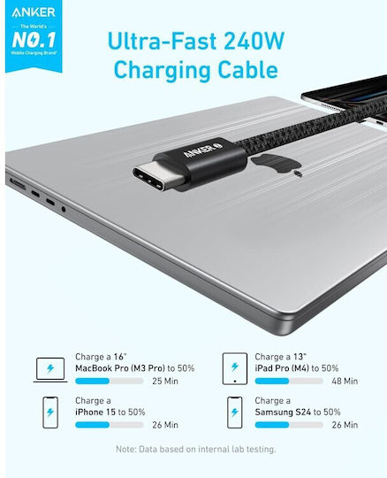 Anker Zolo USB 2.0 Kabel USB-C männlich - USB-C 240W Schwarzes 1,8m A8060H12