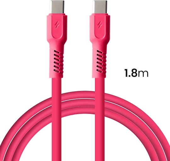 Colorum USB 2.0 Cable USB-C male - USB-C 60W PD Ροζ 1.8m CK60-CC-02
