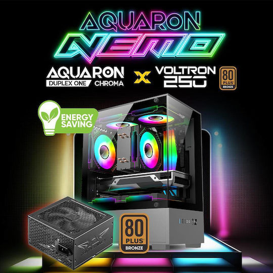 Armaggeddon Aquaron NEMO Gaming Micro Tower Κουτί Υπολογιστή με Πλαϊνό Παράθυρο και RGB Φωτισμό Μαύρο