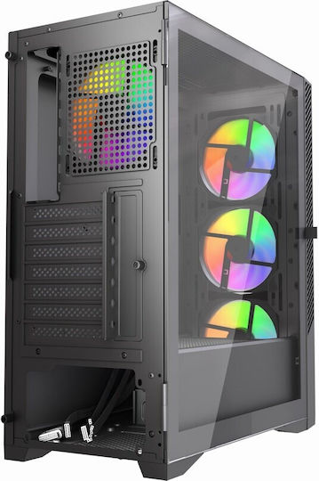 Gembird Fornax 900 Gaming Midi Tower Κουτί Υπολογιστή με Πλαϊνό Παράθυρο και ARGB Φωτισμό Μαύρο