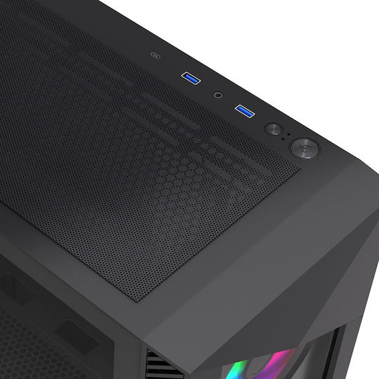 Gembird Fornax 900 Gaming Midi Tower Κουτί Υπολογιστή με Πλαϊνό Παράθυρο και ARGB Φωτισμό Μαύρο