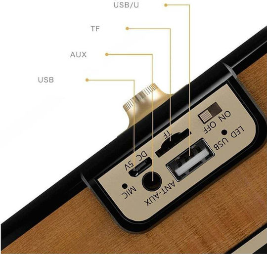 A021 Retro Bluetooth високоговорител 10W Кафяв