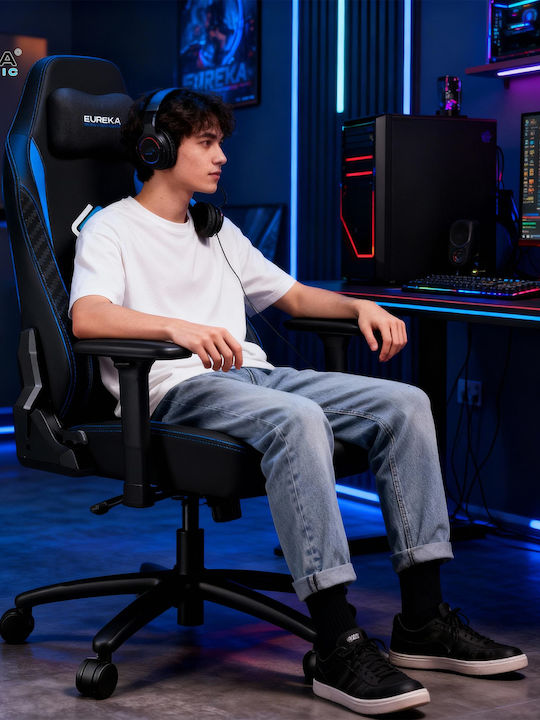 Eureka Ergonomic GC-09 Artificial Leather Gaming Chair with Adjustable Arms Gray