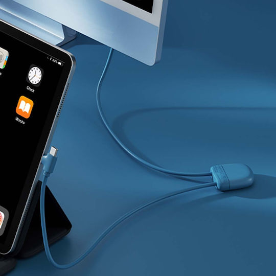 Xoopar Regular USB to Lightning / Type-C / micro USB Cable Μπλε 1m
