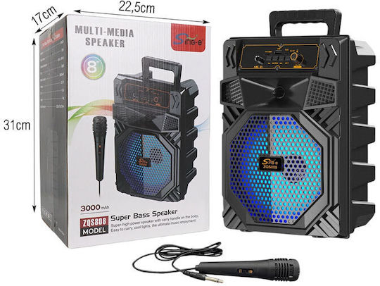 Karaoke Speaker with Wired Microphone and Lighting Effects ZQS808 Black