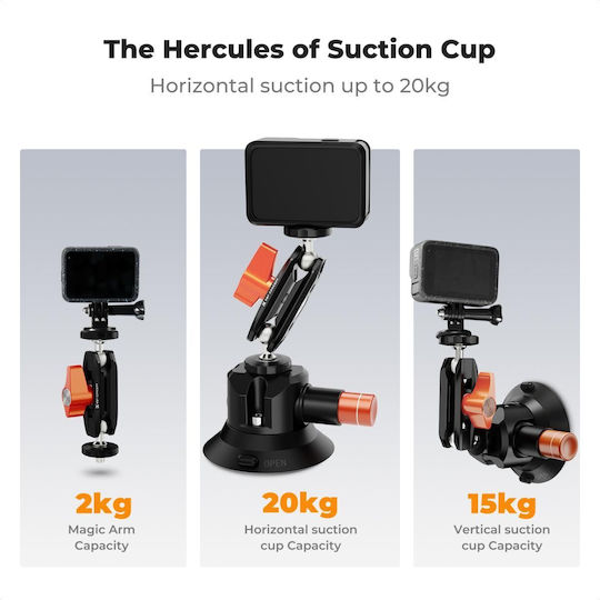 K&f Concept Ms-44 Suction Cup Camera Mount Magic Arm 3-inch Black Kf31.135