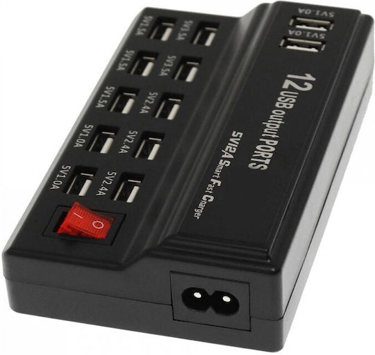 Factory USB Хъб 12 Порта USB 2.0 с Връзка USB-A