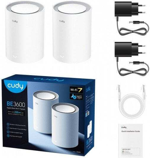 Cudy M3600 v1 WiFi Mesh Network Access Point Wi‑Fi 7 Dual Band (2.4 & 5GHz) σε Διπλό Kit