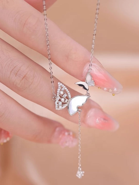 By Queen Κολιέ Butterfly 925 Φίλντισι Zircon Ασημί By Queen Κολιέ Butterfly 925 Φίλντισι Zircon Ασημί