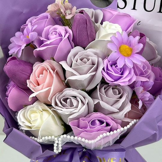 Buchet Floral Etern Artisan Flori Săpun Trandafiri Lalele Lila