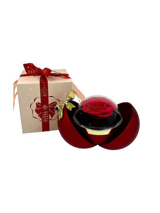 Spherical Jewelry Box Red Soap Rose Golden Bow Red