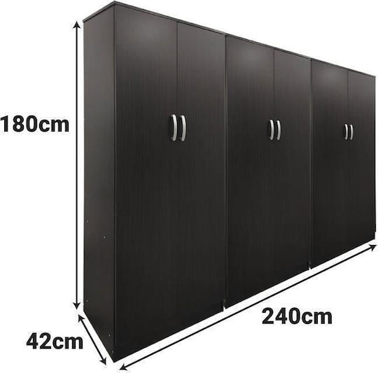 Sechs Türen Kleiderschrank Lego Wenge 240x42x180cm